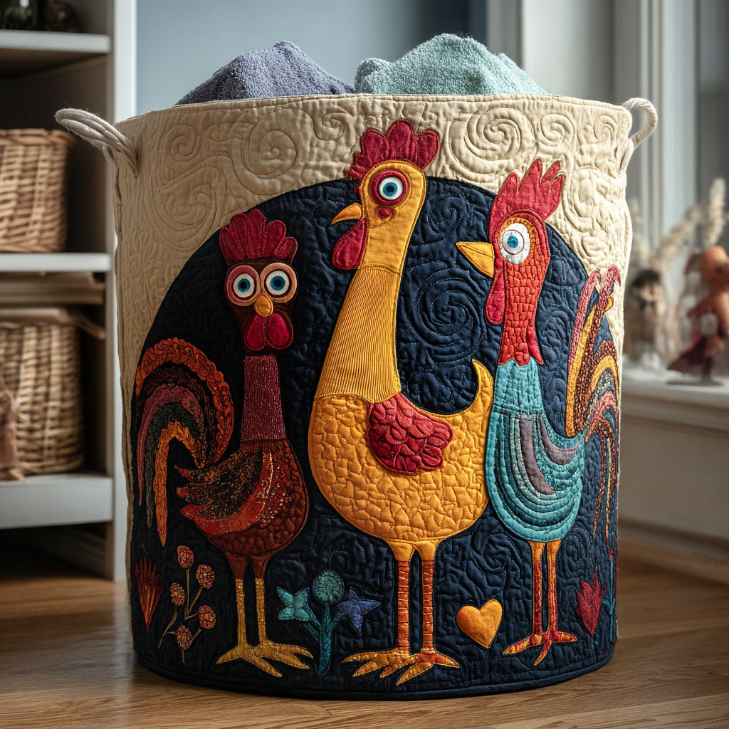 Funky Feathers Quilted Laundry Basket NCU0PTT1660