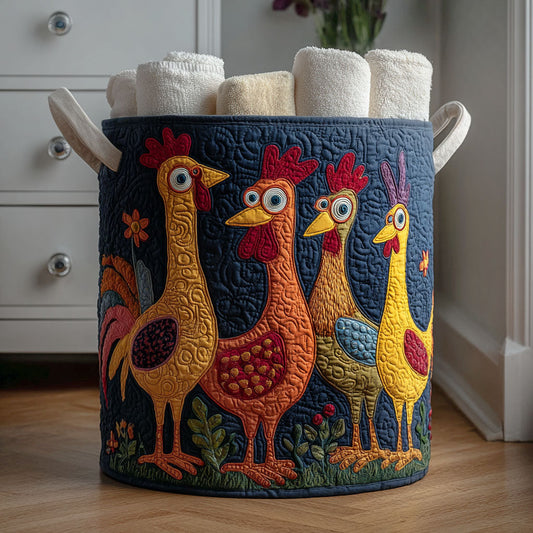 Funky Rooster Parade Quilted Laundry Basket NCU0PTT1661