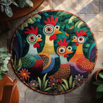 Funky Rooster Parade Round Carpet NCU0PT9864