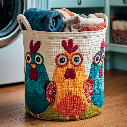 Funny Chicken Quilted Laundry Basket NCU0HNH824