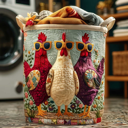 Funny Cool Chickens Quilted Laundry Basket NCU0HTT158