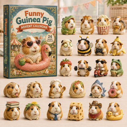 CHRISTMAS KICKOFF 40% OFF - Funny Guinea Pig Vacation Advent Calendar 2026 - 24-Day Festive Countdown, Acrylic Charms Blind Box - Gift For Guinea Pig Lovers AC0TH101