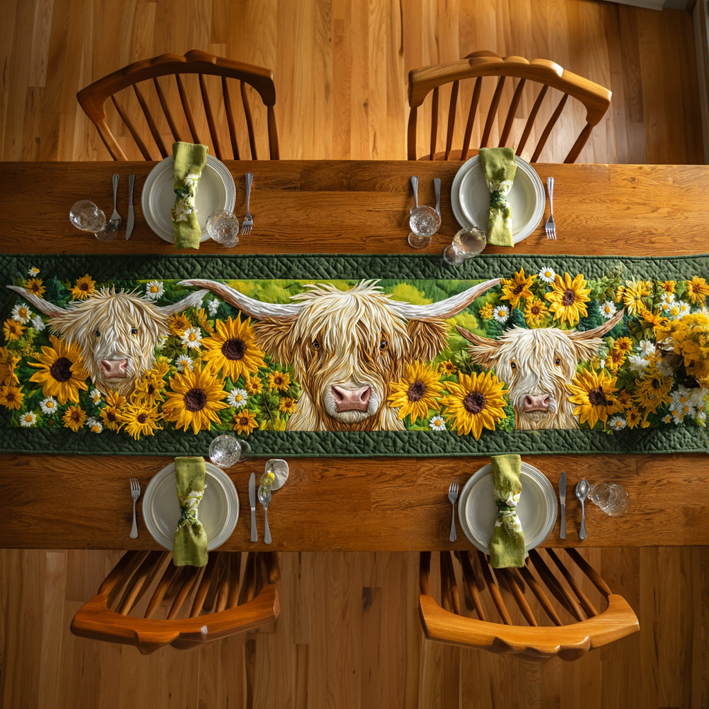 Gaelic Highland Cow Quilted Table Runner NCU0HNH598