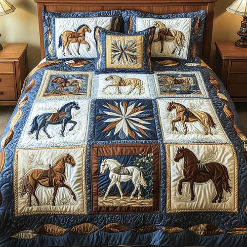Galloping Dreams 3-Piece Quilted Bedding Set NCU0NVH748