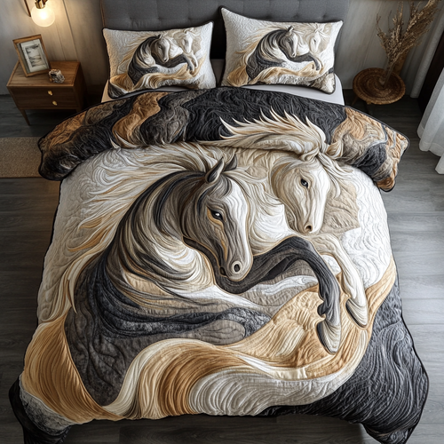 Galloping Glory 3-Piece Quilted Bedding Set NCU0NVH224