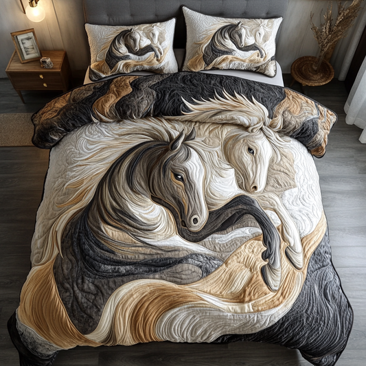 Galloping Glory 3-Piece Quilted Bedding Set NCU0NVH224