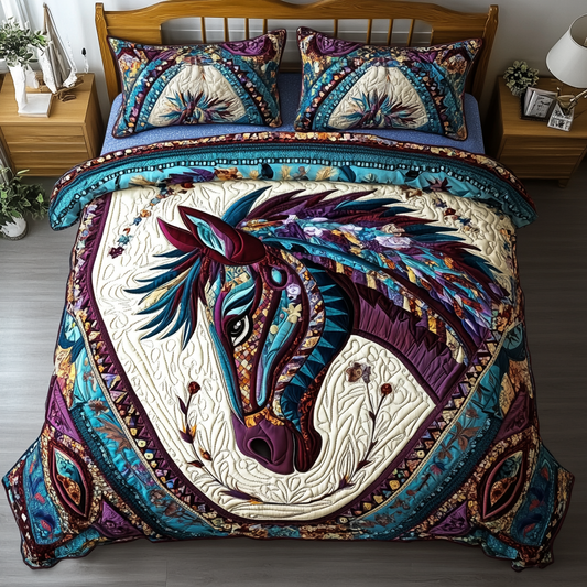 Galloping Grace 3-Piece Quilted Bedding Set NCU0DDK092