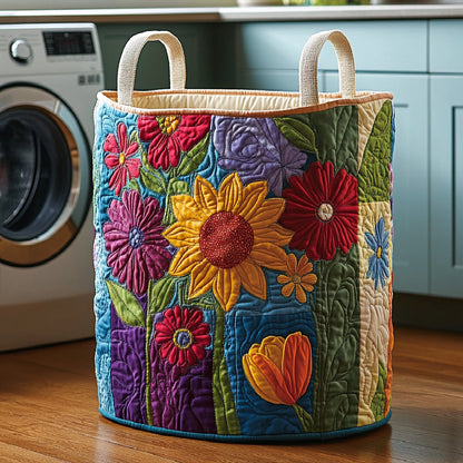 Garden Bloom Patchwork Quilted Laundry Basket NCU0LDH002