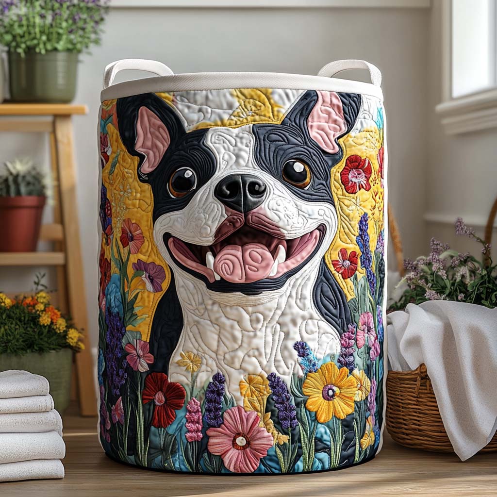Garden Bloom Pup Quilted Laundry Basket NCU0NXD632