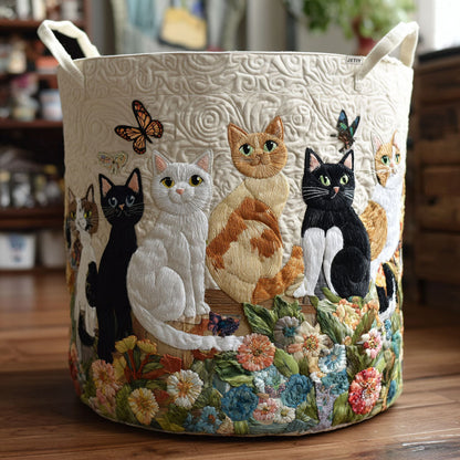 Blooming Cat Quilted Laundry Basket NCU0QN062