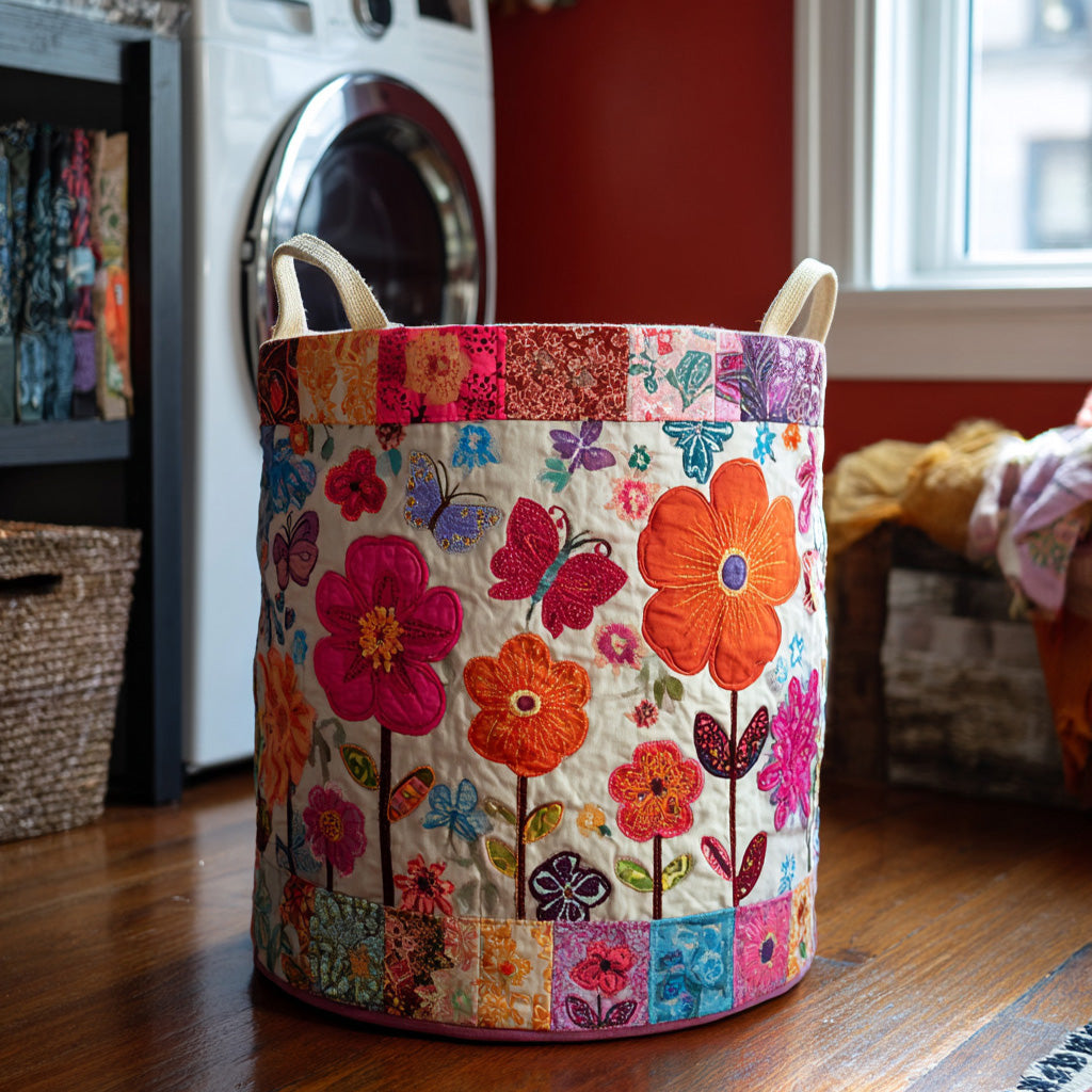 Garden Charm Quilted Laundry Basket NCU0DV618