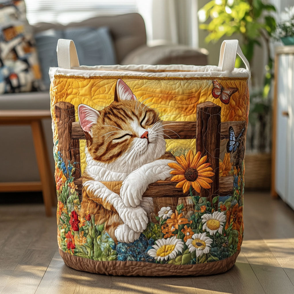 Garden Daydream Cat Quilted Laundry Basket NCU0PTT2700