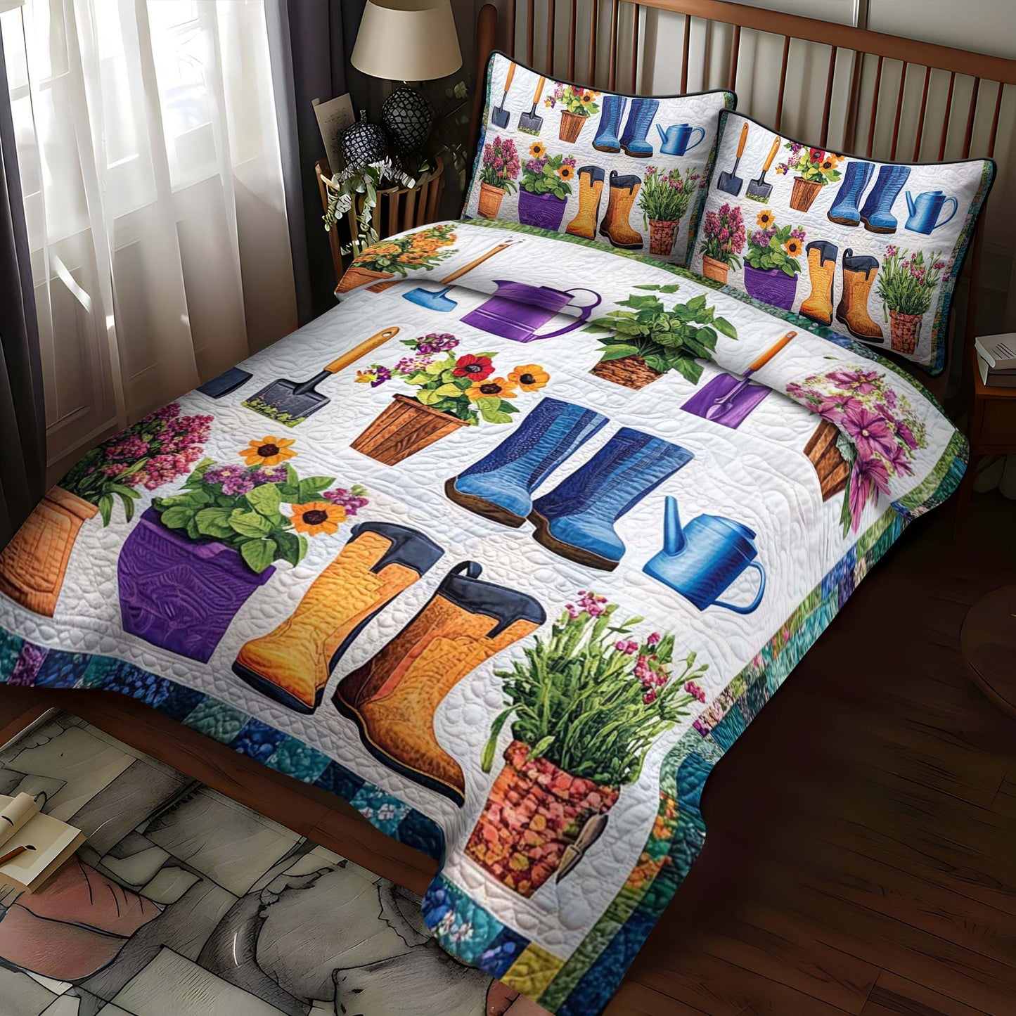Garden Essentials 3-Piece Quilted Bedding Set NCU0NT1154