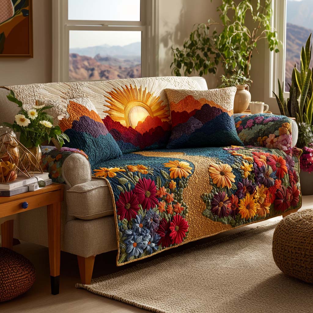 Garden Glow Quilted Sofa Cover NCU0NNL173