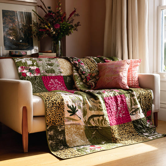 Garden Leopard Bloom Quilted Blanket NCU0LDH274