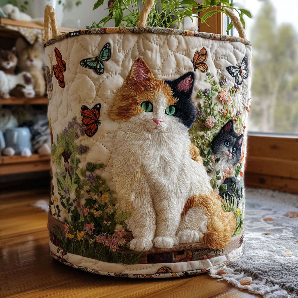 Blooming Cat Quilted Laundry Basket NCU0QN062