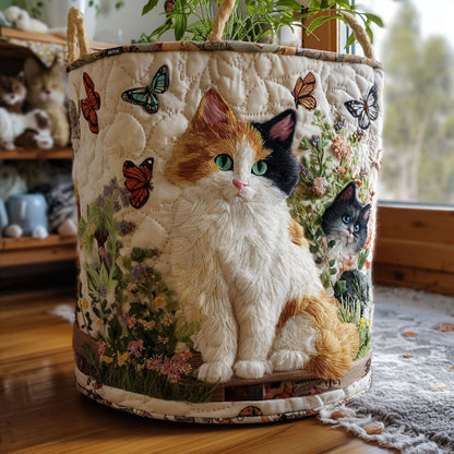 Blooming Cat Quilted Laundry Basket NCU0QN062