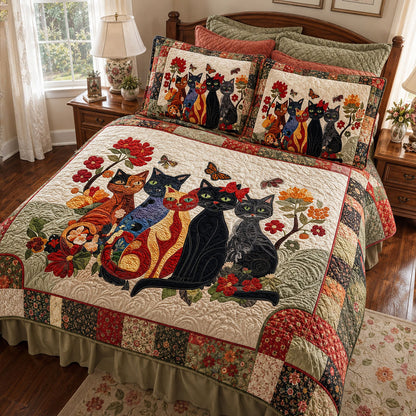 Garden Of Whiskers 3-Piece Quilted Bedding Set NCU0PTT3313