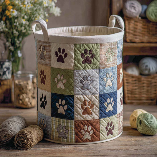 Garden Paw Block Quilted Laundry Basket NCU0NXD1185