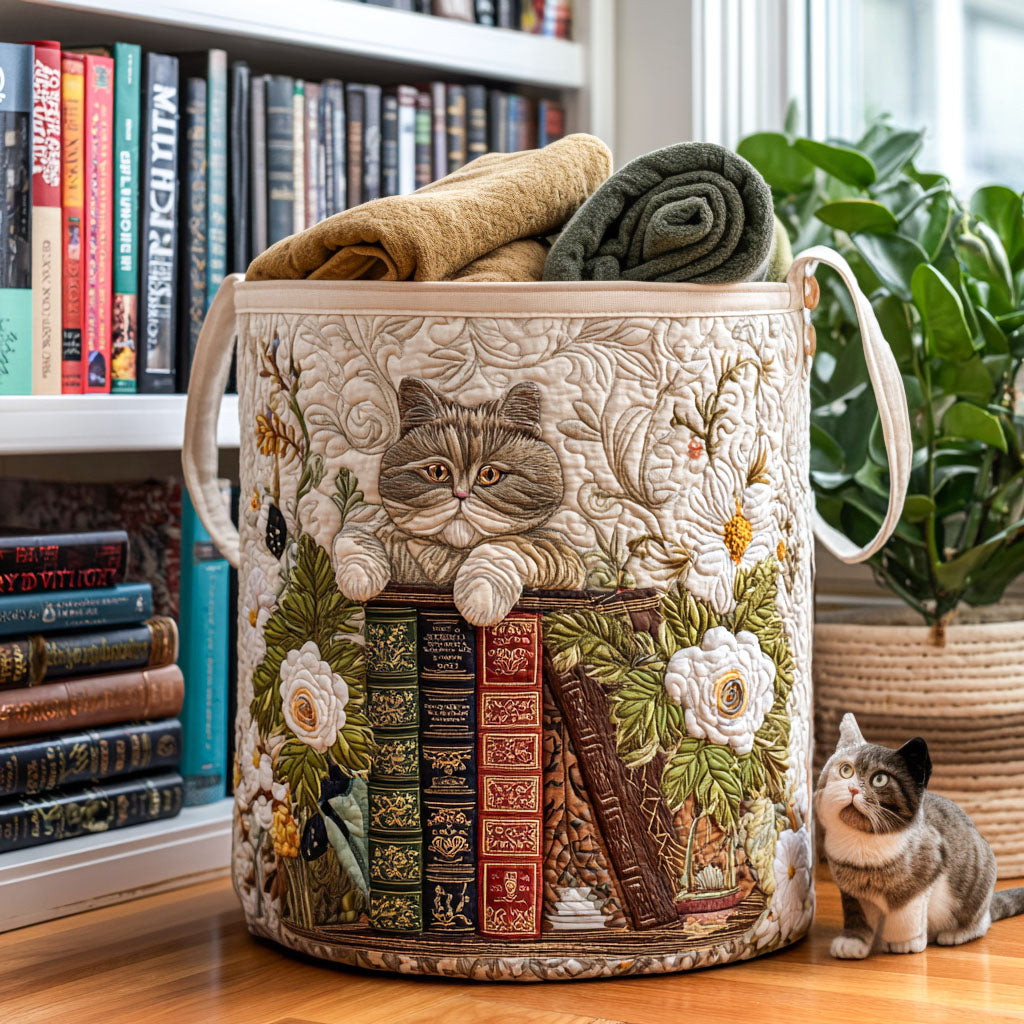 Cozy Cat Quilted Laundry Basket NCU0QN034