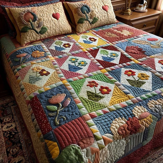 Garden Poetry 3-Piece Quilted Bedding Set NCU0DQQ0278