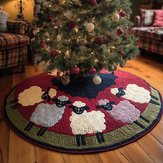Garden Sheep Christmas Quilted Tree Skirt NCU0DDK1956