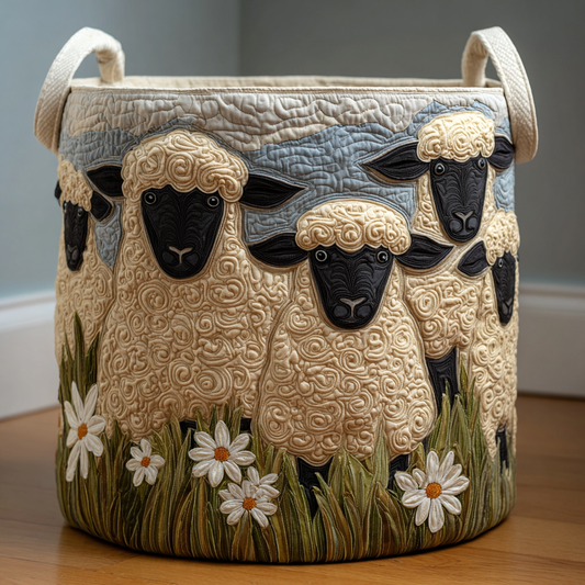 Garden Sheep Quilted Laundry Basket NCU0DDK1807
