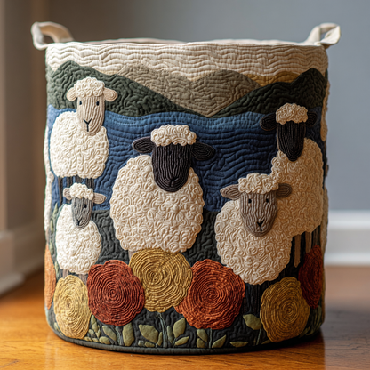 Garden Sheep Quilted Laundry Basket NCU0DDK1927