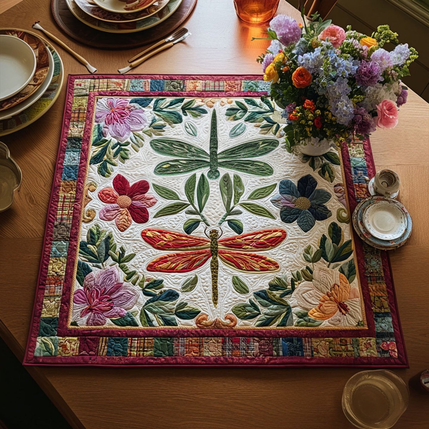 Garden Skimmer Quilted Table Topper NCU0PTT880