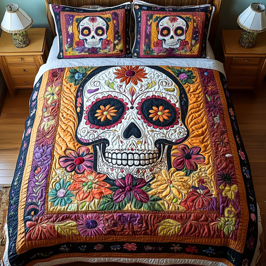 Garden Skull 3-Piece Quilted Bedding Set NCU0PT2065