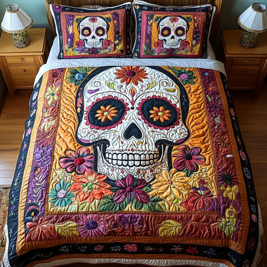 Garden Skull 3-Piece Quilted Bedding Set NCU0PT2065