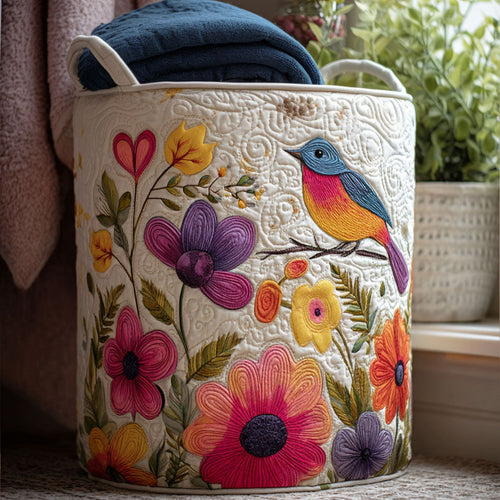 Garden Songbird Quilted Laundry Basket NCU0PTT1185