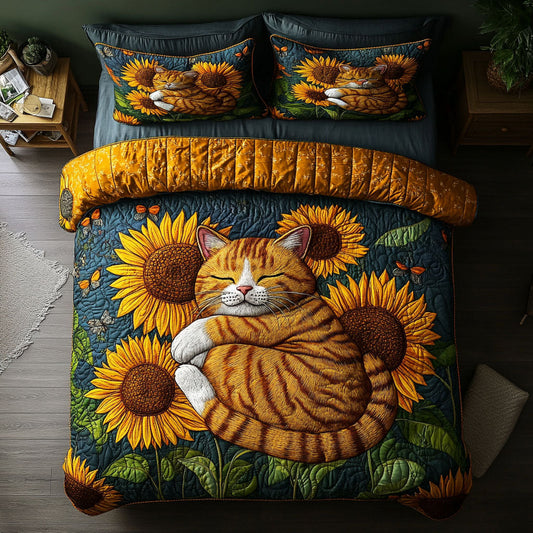 Garden Whiskers 3-Piece Quilted Bedding Set NCU0PTT1422