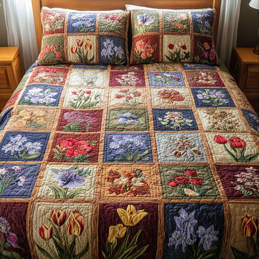 Garden Whispers 3-Piece Quilted Bedding Set NCU0NVH884
