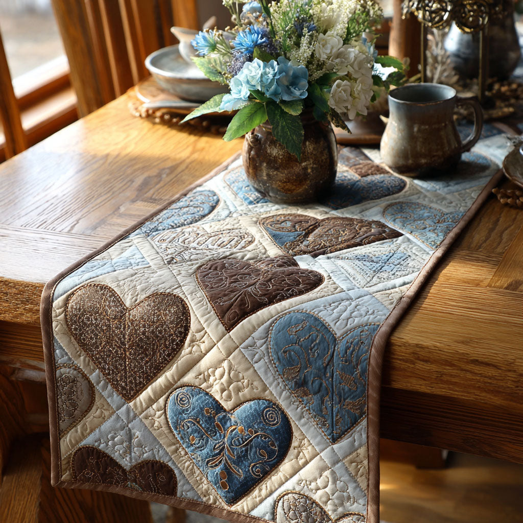 Gathered Hearts Tale Quilted Table Runner NCU0PTT2771
