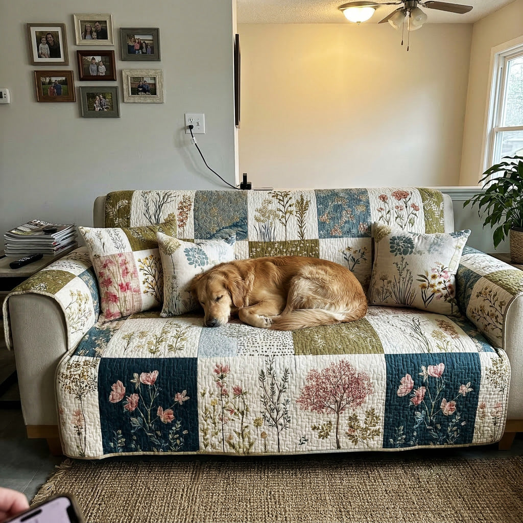 Country Blossom Quilted Sofa Cover NCU0LDH397