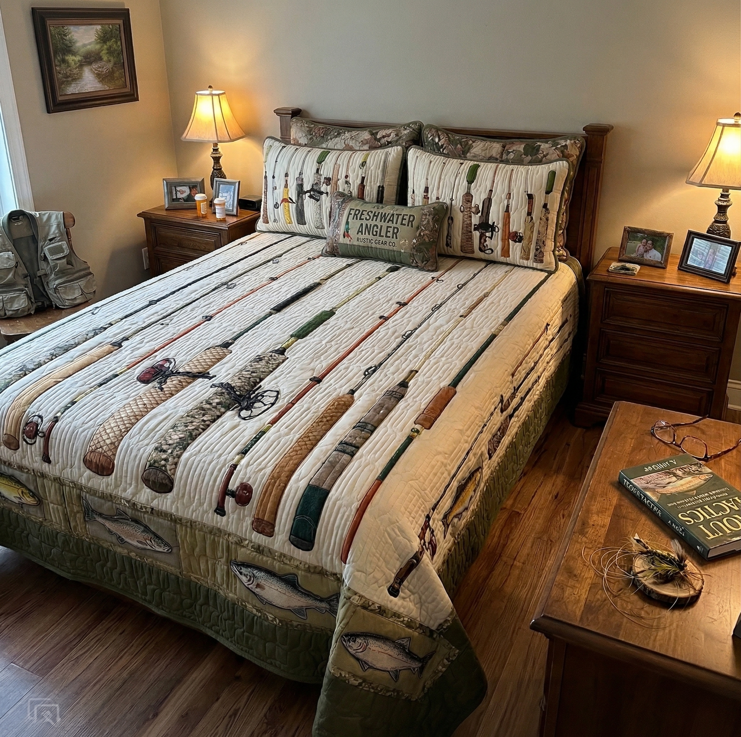 Vintage Tackle 3-Piece Quilted Bedding Set NCU0LDH697