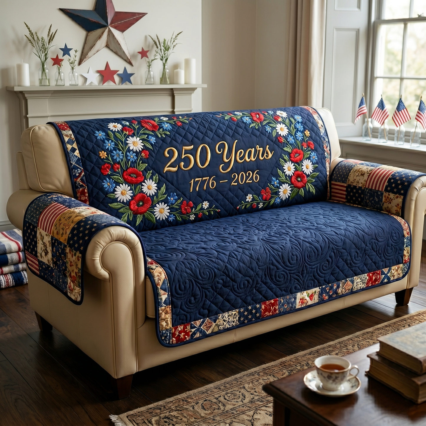 Colonial Bloom Heritage Quilted Sofa Cover NCU0HNH1041