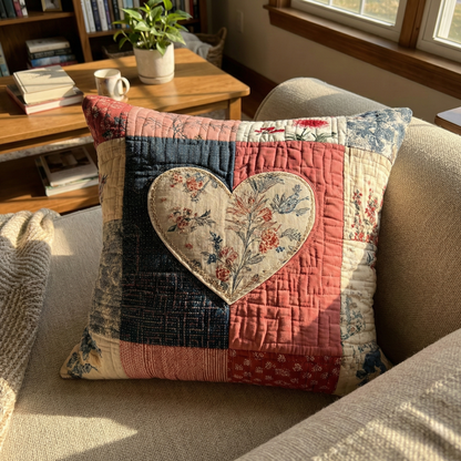 Vintage Blossom Heart Quilted Pillow Case NCU0LDH118