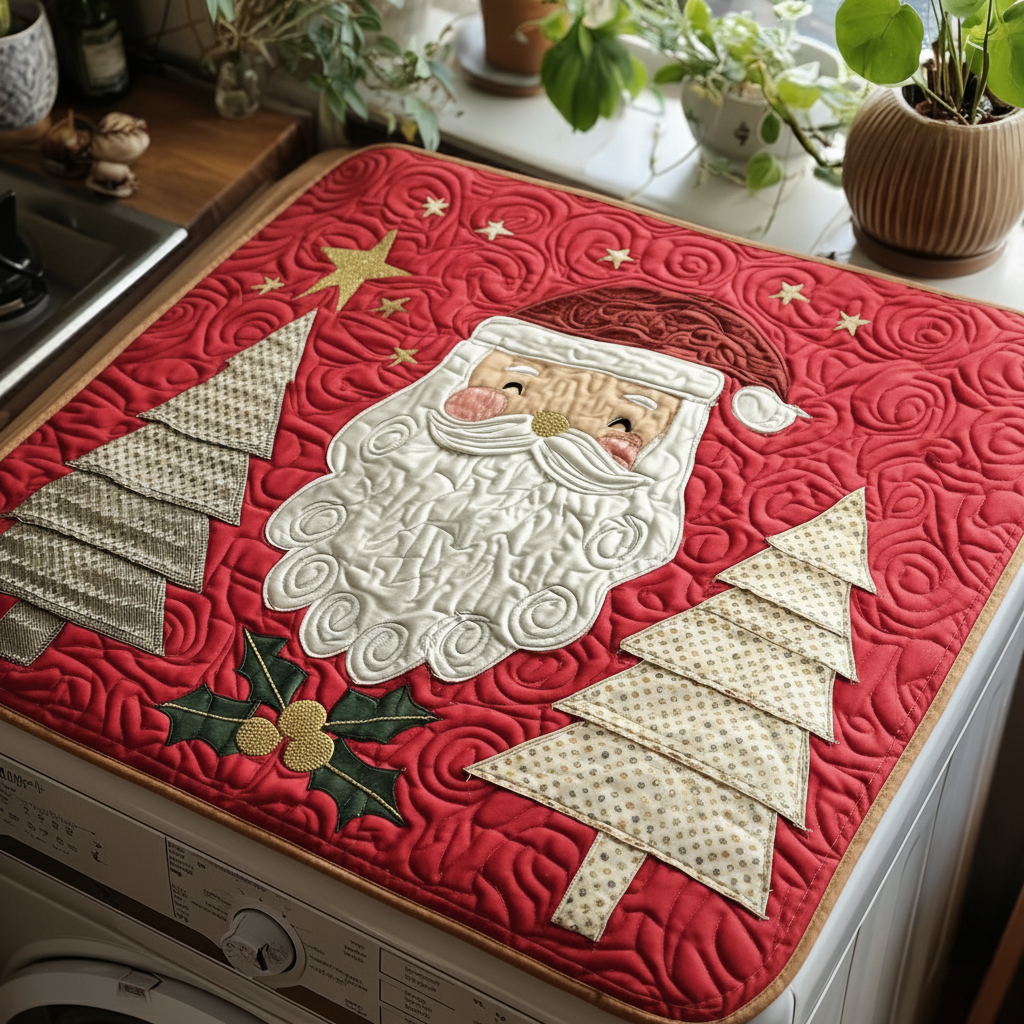 Cheerful Santa Claus Quilted Washer and Dryer Cover NCU0HNH139