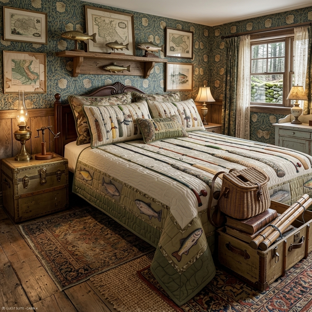 Vintage Tackle 3-Piece Quilted Bedding Set NCU0LDH697