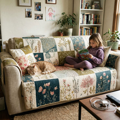 Country Blossom Quilted Sofa Cover NCU0LDH397