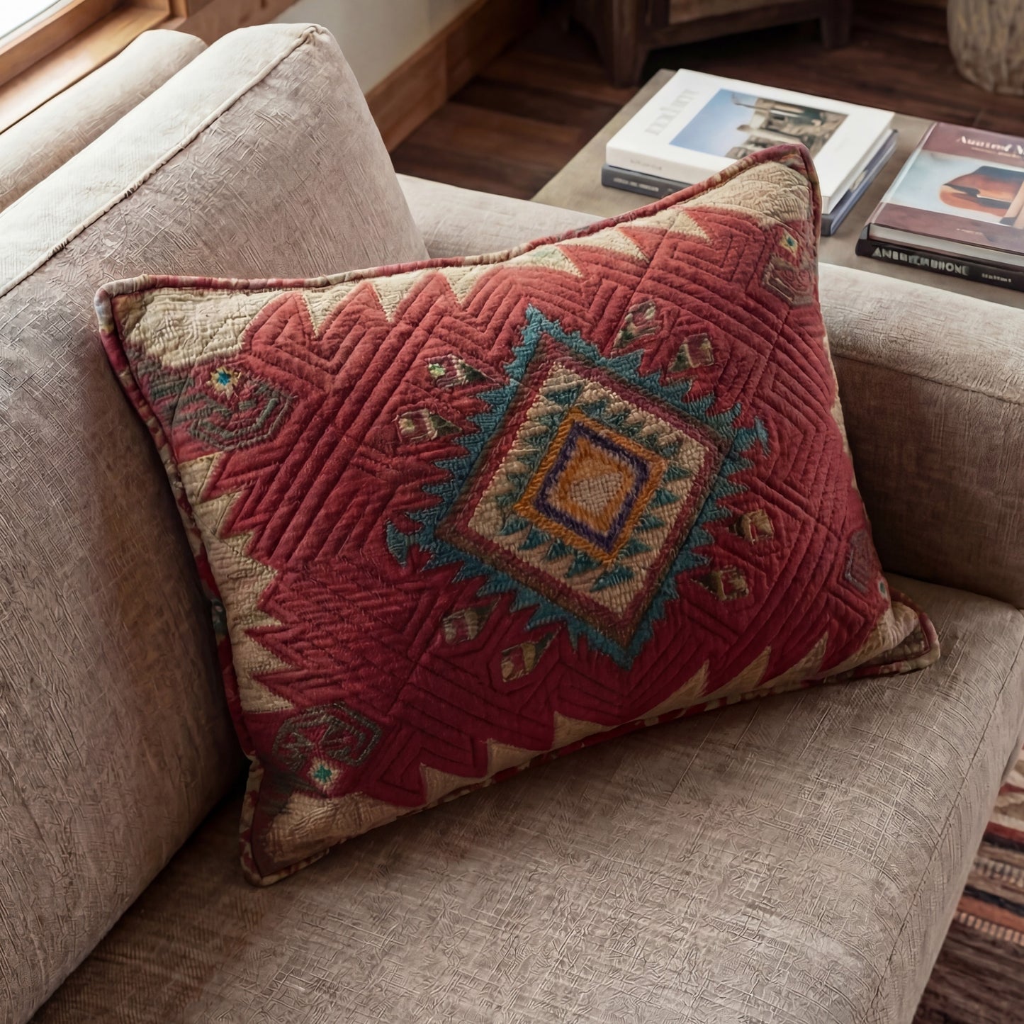 Rustic Red Diamond Quilted Bedding Pillow Case NCU0NXD1089