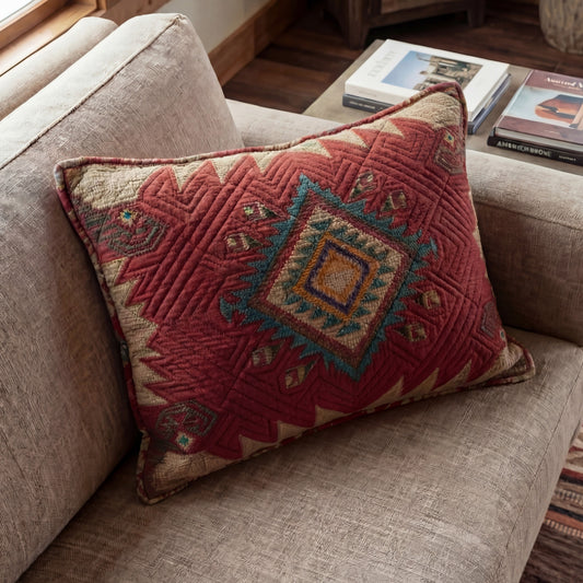 Rustic Red Diamond Quilted Bedding Pillow Case NCU0NXD1089
