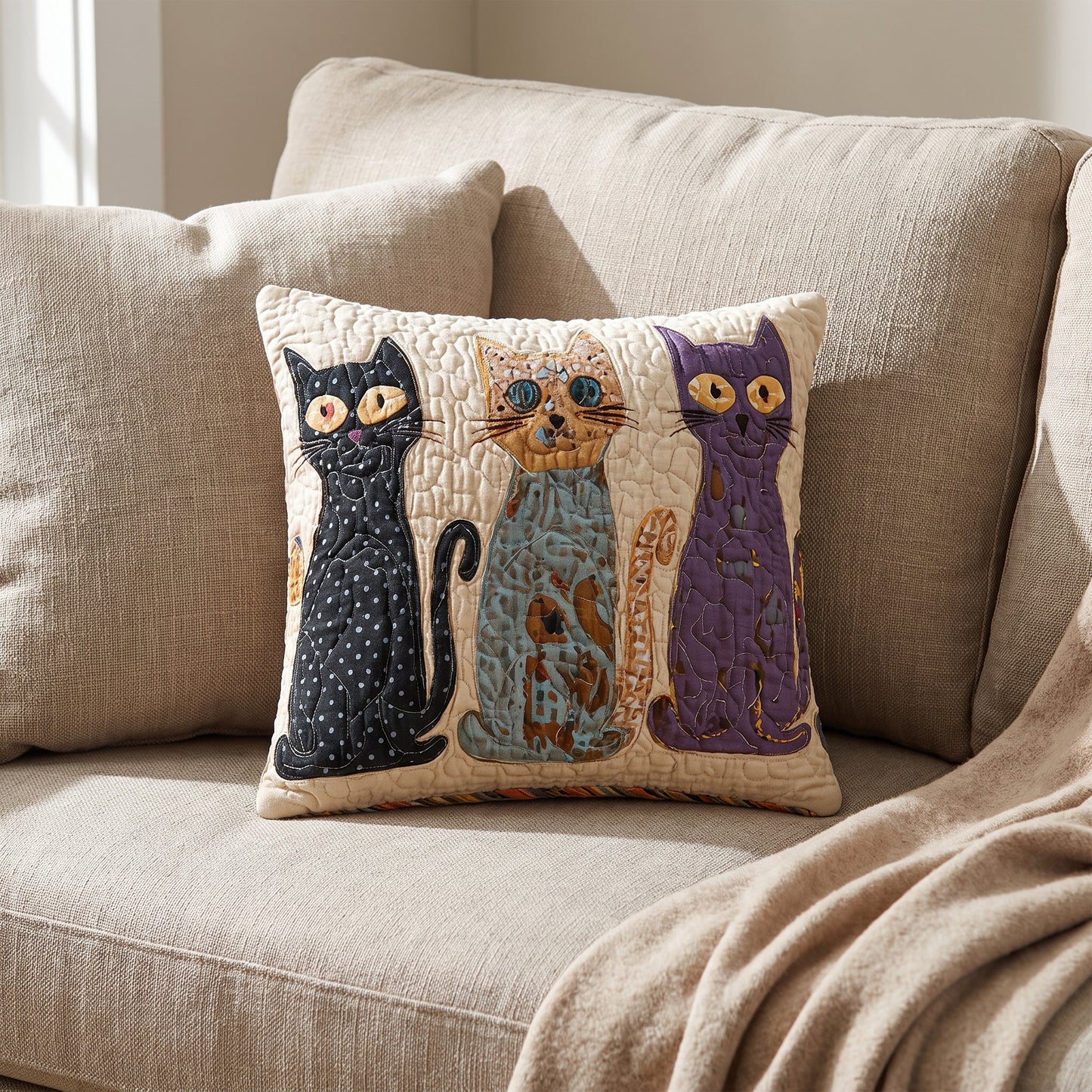 Gentle Cats Quilted Pillow Case NCU0DV1874