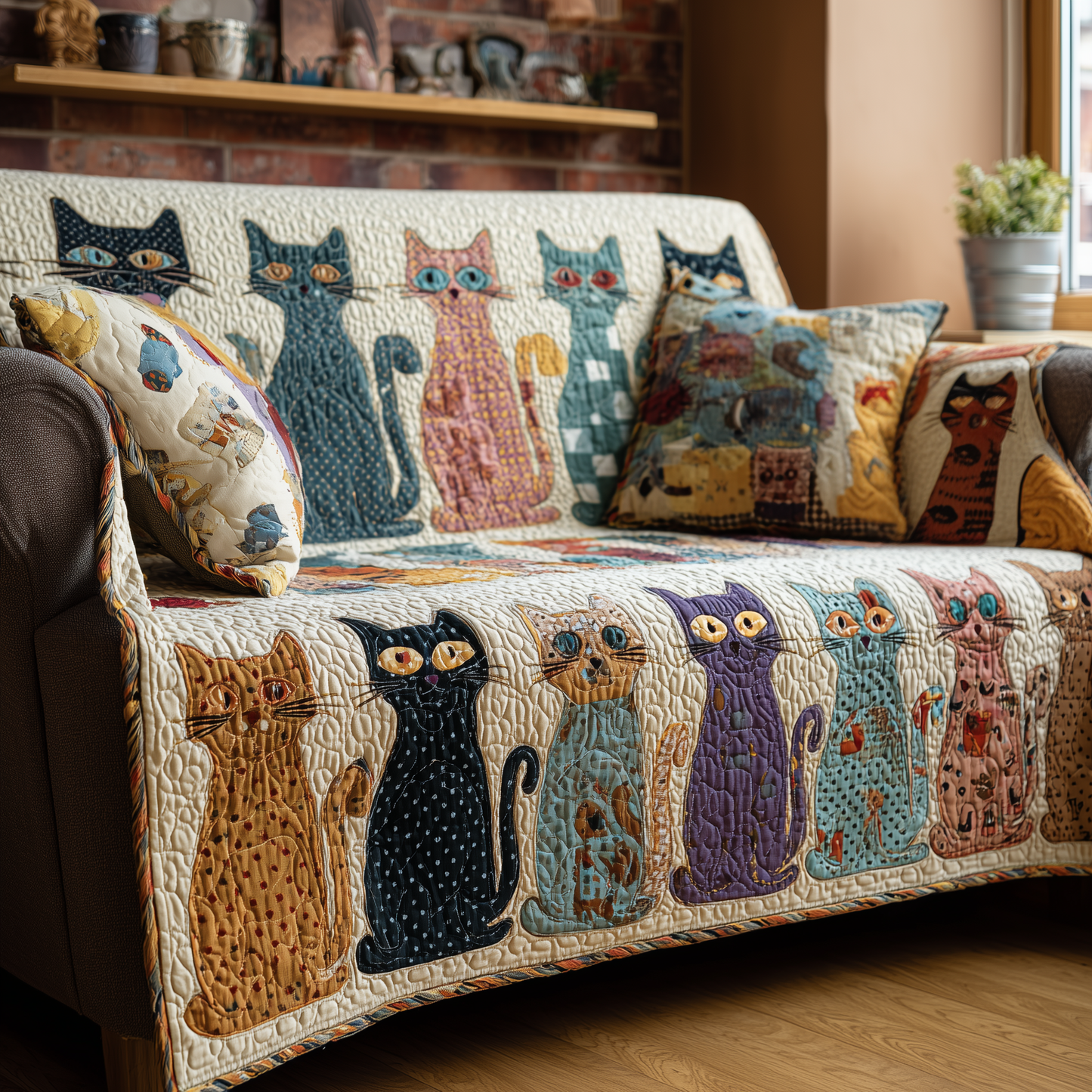 Gentle Cats Quilted Sofa Cover NCU0DV1874