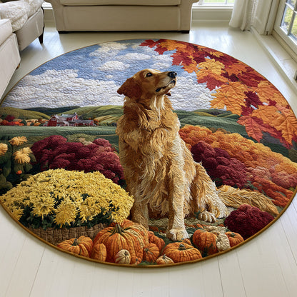 Gentle Golden Retriever Quilted Round Mat NCU0HNH1201