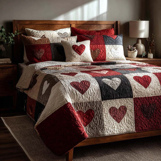 Gentle Hearts 3-Piece Quilted Bedding Set NCU0DQQ0248