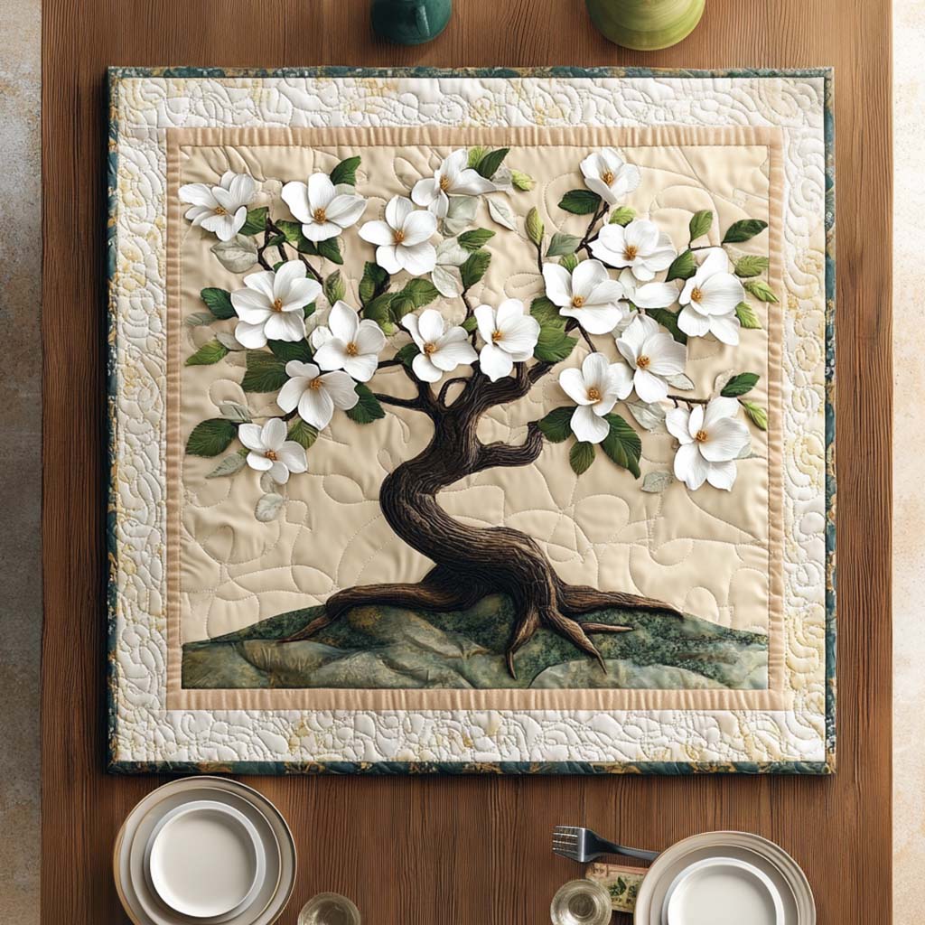 Gentle Magnolia Quilted Table Topper NCU0NNT976