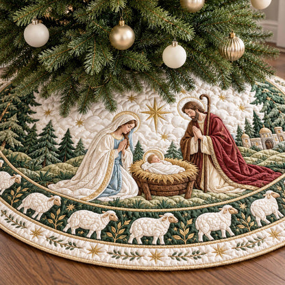 Gentle Nativity Christmas Quilted Tree Skirt NCU0NTD2291
